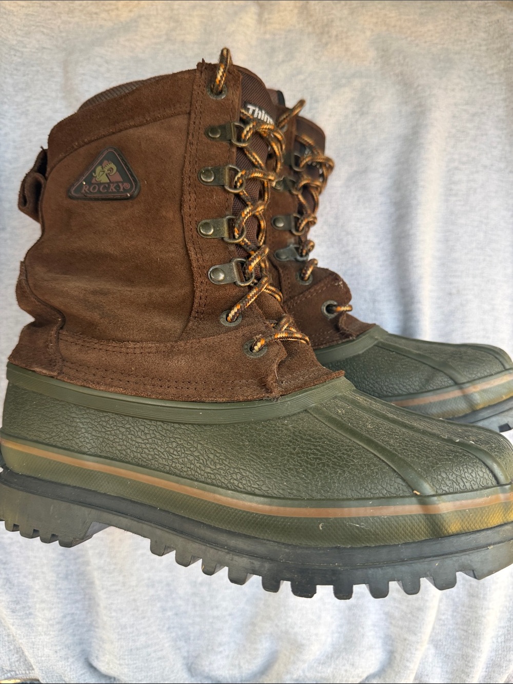 Rocky Brown Suede & Olive Green Rubber Men's Rain & Snow Boots